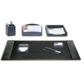 Black 7-Piece Crocodile Embossed Leather Desk Set